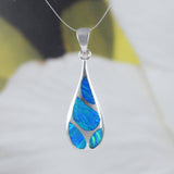 Magnifique collier goutte de pluie en opale bleue hawaïenne, pendentif goutte de pluie en opale bleue en argent sterling, cadeau d'anniversaire pour maman N9187