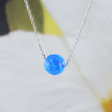 Unique Beautiful Hawaiian Blue Opal Earth Ball Necklace, Sterling Silver Blue Opal Earth Ball Necklace, N8393 Birthday Mom Mother Gift