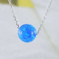 Unique Beautiful Hawaiian Blue Opal Earth Ball Necklace, Sterling Silver Blue Opal Earth Ball Necklace, N8393 Birthday Mom Mother Gift