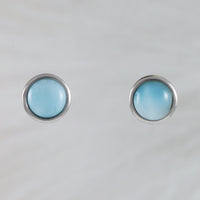 Beautiful Hawaiian Genuine Larimar Round Cut Earring, Sterling Silver Larimar Stud Earring, E8482 Birthday Mother Mom Gift