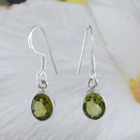 Magnifique boucle d'oreille ovale en véritable péridot vert hawaïen, boucle d'oreille pendante en argent sterling avec péridot vert, cadeau d'anniversaire pour maman E9036