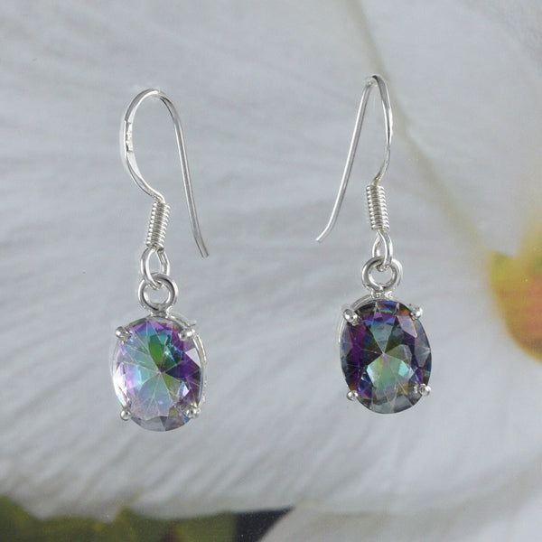 Gorgeous Hawaiian Genuine Rainbow Mystic Topaz Earring, Sterling Silver Mystic Topaz Dangle Earring, E8686 Birthday Mom Gift