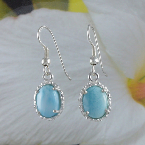 Unique Hawaiian Genuine Larimar Earring, Sterling Silver Natural Larimar Dangle Earring, E8694 Birthday Mother Mom Gift