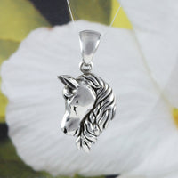 Unique Hawaiian Horse Necklace, Sterling Silver Horse Pendant, High Polish & Oxidized Finish, N8617 Birthday Mother Wife Mom Gift