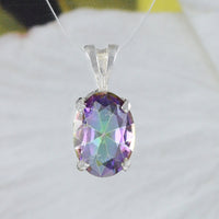 Beautiful Hawaiian Genuine Rainbow Mystic Topaz Necklace, Sterling Silver Rainbow Topaz Pendant, N8615 Birthday Anniversary Mom Gift