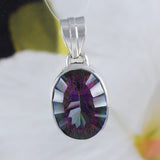 Gorgeous Hawaiian Large Genuine Rainbow Mystic Topaz Necklace, Sterling Silver Rainbow Topaz Pendant, N8810 Mother Birthday Mom Gift