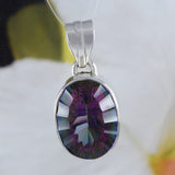 Gorgeous Hawaiian Large Genuine Rainbow Mystic Topaz Necklace, Sterling Silver Rainbow Topaz Pendant, N8818 Mother Birthday Mom Gift