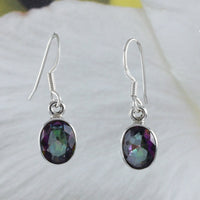 Gorgeous Hawaiian Genuine Rainbow Mystic Topaz Oval-Cut Earring, Sterling Silver Mystic Topaz Dangle Earring, E9042 Birthday Mom Gift