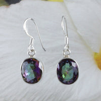 Gorgeous Hawaiian Genuine Rainbow Mystic Topaz Earring, Sterling Silver Mystic Topaz Dangle Earring, E8690 Birthday Mom Gift