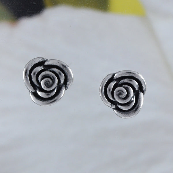 Boucles d'oreilles uniques en forme de rose hawaïenne, boucles d'oreilles à tige en argent sterling avec fleur de rose, cadeau d'anniversaire pour maman, épouse, fille, mère, E8829