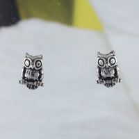 Unique Hawaiian Small Owl Earring, Sterling Silver Owl Stud Earring, E8154 Birthday Mom Wife Girl Valentine Gift, Animal Jewelry