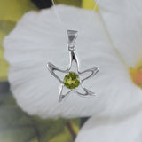 Beautiful Hawaiian Genuine Peridot Starfish Necklace, Sterling Silver Starfish Pendant, N9154 Birthday Valentine Mom Gift, Island Jewelry