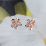 Beautiful Hawaiian Plumeria Earring, Sterling Silver Rose-Gold Plated Plumeria Flower Stud Earring, E8893 Birthday Wife Mom Valentine Gift