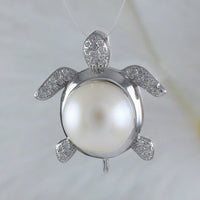 Collier unique hawaïen en véritable perle blanche avec tortue de mer, pendentif en argent sterling avec perle blanche et zircone cubique, cadeau d'anniversaire pour maman N8866