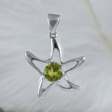 Beautiful Hawaiian Genuine Peridot Starfish Necklace, Sterling Silver Starfish Pendant, N9154 Birthday Valentine Mom Gift, Island Jewelry