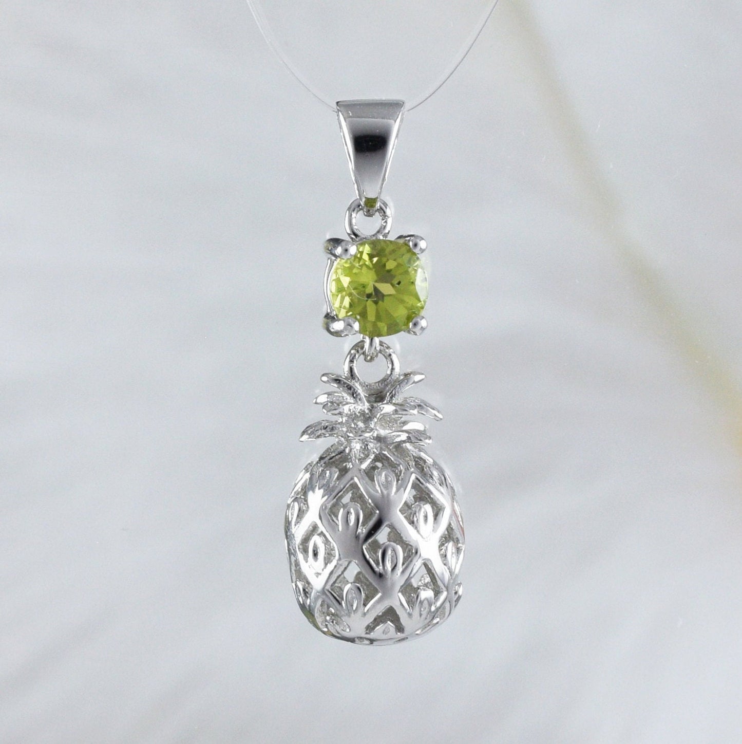 Magnifiques boucles d'oreilles et collier en véritable péridot hawaïen 3D ananas, pendentif en argent sterling péridot ananas, cadeau d'anniversaire pour maman N8885S1