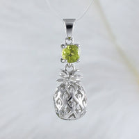 Magnifiques boucles d'oreilles et collier en véritable péridot hawaïen 3D ananas, pendentif en argent sterling péridot ananas, cadeau d'anniversaire pour maman N8885S2