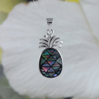 Beautiful Hawaiian Genuine Paua Shell Pineapple Necklace, Sterling Silver Abalone MOP Pineapple Pendant, N9162 Birthday Mom Valentine Gift