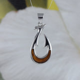 Magnifique collier hawaïen en bois de koa véritable avec hameçon, pendentif en argent sterling avec hameçon, cadeau d'anniversaire pour mère N9145