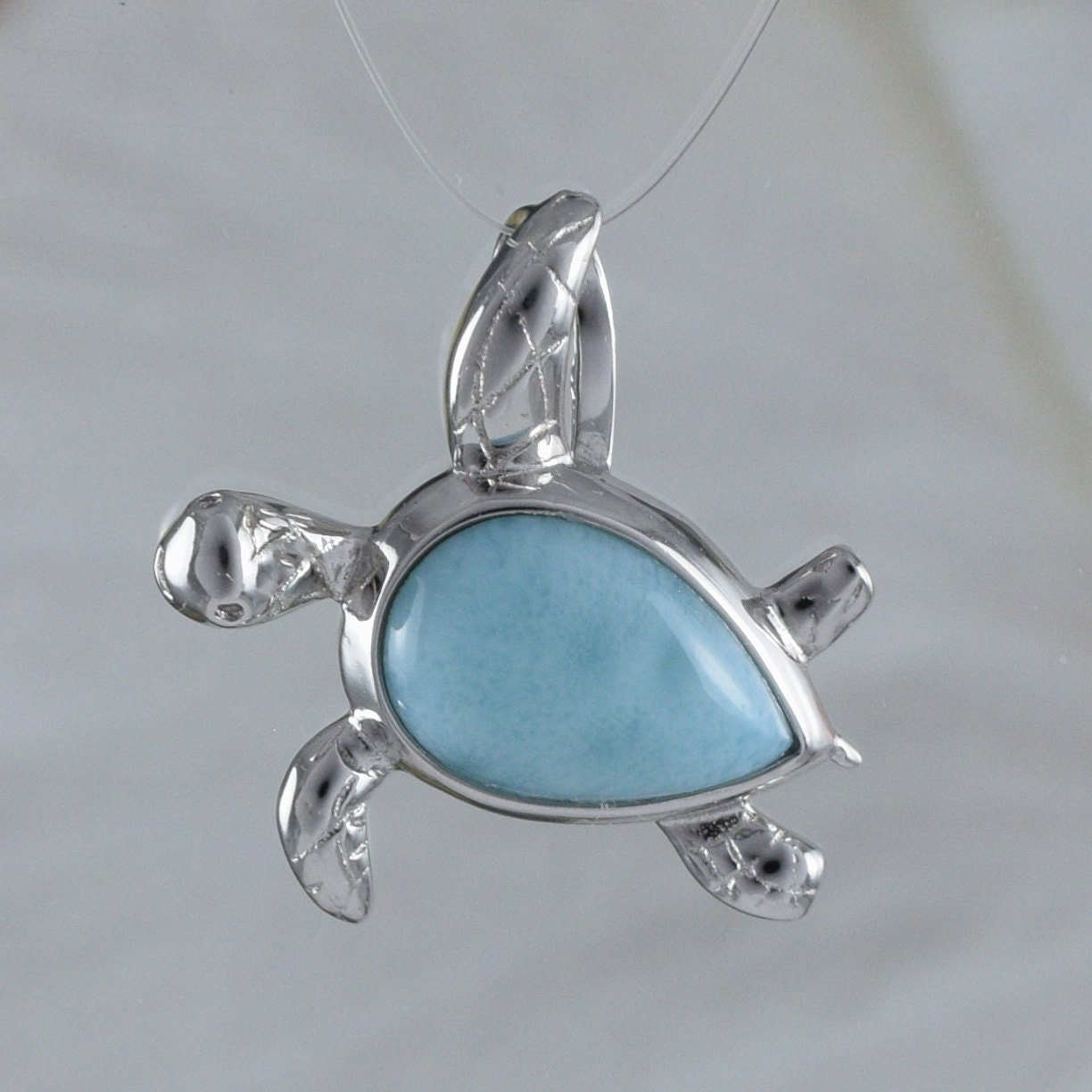 Boucles d'oreilles et collier uniques en véritable tortue de mer Larimar hawaïenne, pendentif en argent sterling avec tortue Larimar, cadeau d'anniversaire pour maman N8841S