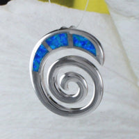 Collier unique en forme de vague d'océan en opale bleue hawaïenne, pendentif en argent sterling avec opale bleue N8943, cadeau d'anniversaire pour maman, épouse, mère, bijoux des îles