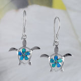 Magnifique boucle d'oreille en forme de tortue de mer en opale bleue hawaïenne, boucle d'oreille pendante en argent sterling en forme de tortue en opale bleue, cadeau d'anniversaire pour maman E4102