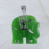 Unique Hawaiian Genuine Green Jade Elephant Necklace, Sterling Silver Jade Elephant Longevity Pendant, N8969 Birthday Mom Mother Gift