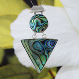 Beautiful Hawaiian Large Genuine Paua Shell Necklace, Sterling Silver Abalone MOP Pendant, N9096 Birthday Mom Wife Mother Gift