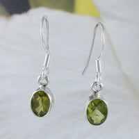 Beautiful Hawaiian Genuine Green Peridot Oval-Cut Earring, Sterling Silver Green Peridot Dangle Earring, E9034 Birthday Mom Gift