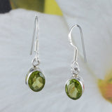 Magnifique boucle d'oreille ovale en véritable péridot vert hawaïen, boucle d'oreille pendante en argent sterling avec péridot vert, cadeau d'anniversaire pour maman E9036