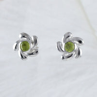 Beautiful Hawaiian Genuine Green Peridot Round-Cut Earring, Sterling Silver Green Peridot Stud Earring, E9037 Birthday Mother Mom Gift