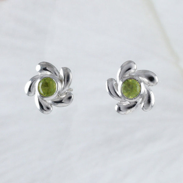 Beautiful Hawaiian Genuine Green Peridot Round-Cut Earring, Sterling Silver Green Peridot Stud Earring, E9037 Birthday Mother Mom Gift