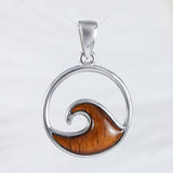 Collier unique en bois de koa véritable hawaïen avec motif de vagues de l'océan, pendentif en argent sterling, cadeau d'anniversaire pour maman, épouse, mère, N9140