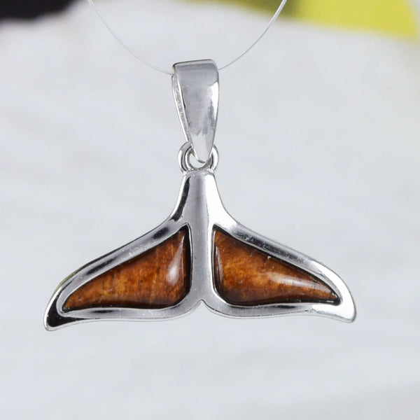 Magnifique collier en queue de baleine en bois de koa véritable hawaïen, pendentif en queue de baleine en bois de koa en argent sterling, cadeau d'anniversaire, de Saint-Valentin, d'épouse ou de maman, N9142