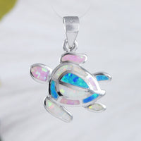 Collier unique et magnifique en forme de tortue de mer en opale tricolore hawaïenne, pendentif en argent sterling en forme de tortue en opale, cadeau d'anniversaire pour maman N9172, déclaration PC