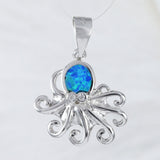 Unique Hawaiian Blue Opal Octopus Necklace, Sterling Silver Blue Opal Octopus Pendant, N9180 Birthday Valentine Wife Mom Gift