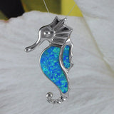 Magnifique grand collier d'hippocampe hawaïen en opale bleue, pendentif d'hippocampe en argent sterling en opale bleue N2322, cadeau d'anniversaire pour maman et femme, déclaration PC