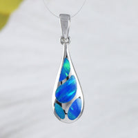 Magnifique collier goutte de pluie en opale bleue hawaïenne, pendentif goutte de pluie en opale bleue en argent sterling, cadeau d'anniversaire pour maman N9187