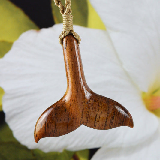 Unique Hawaiian Large Koa Wood Whale Tail Necklace, Hand Carved Genuine Koa Wood Whale Tail Necklace, N9119 Birthday Mother Gift