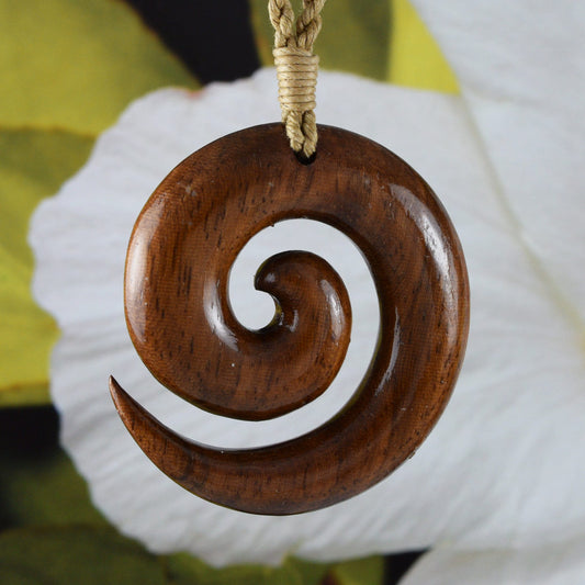 Unique Hawaiian Large Koa Wood Ocean Wave Necklace, Hand Carved Genuine Koa Wood Wave Necklace, N9121 Birthday Mother Gift