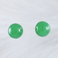 Beautiful Hawaiian Genuine Green Jade Round Earring, Sterling Silver Green Jade Stud Earring, E9031 Birthday Mother Mom Gift