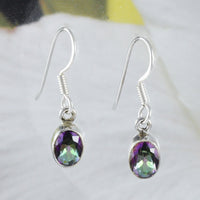 Gorgeous Hawaiian Genuine Rainbow Mystic Topaz Oval-Cut Earring, Sterling Silver Mystic Topaz Dangle Earring, E9042 Birthday Mom Gift