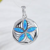 Beautiful Hawaiian Blue Opal Sand Dollar Necklace, Sterling Silver Blue Opal Sand Dollar Pendant, N9177 Mother Birthday Mom Wife Gift