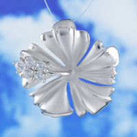 Magnifique collier hibiscus hawaïen, fleur officielle de l'État d'Hawaï, pendentif hibiscus CZ en argent sterling, cadeau d'anniversaire pour maman N6134