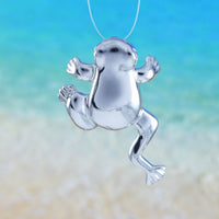 Magnifique boucle d'oreille et collier hawaïen en forme de grenouille, pendentif en argent sterling en forme de grenouille bondissante, cadeau d'anniversaire pour mère, épouse, maman, N6122