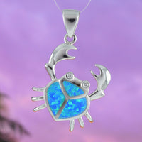 Collier unique et magnifique en forme de crabe en opale bleue hawaïenne, pendentif en argent sterling avec œil de crabe en opale bleue CZ, cadeau d'anniversaire pour mère, épouse, maman, N6163