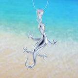 Stunning Hawaiian X-Large Gecko Necklace, Sterling Silver Gecko Pendant, N6119 Birthday Mother Wife Mom Gift, Statement PC