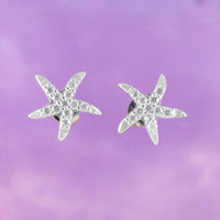 Unique Beautiful Hawaiian Starfish Earring, Sterling Silver Star Fish CZ Stud Earring, E4017 Birthday Mom Mother Gift, Island Jewelry