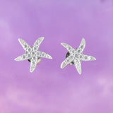 Unique Beautiful Hawaiian Starfish Earring, Sterling Silver Star Fish CZ Stud Earring, E4017 Birthday Mom Mother Gift, Island Jewelry