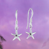 Unique Pretty Hawaiian Starfish Earring, Sterling Silver Star Fish Dangle Earring, E4006 Birthday Wife Mom Girl Mother Gift